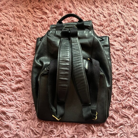 Vintage COACH Large Black Drawstring Backpack Leather Shoulder Bag C3S 0529 - Picture 9 of 9